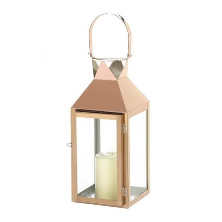 GALLERY OF LIGHT Gallery of Light 10018509 Rose Gold Candle Lantern; Stainless Steel & Glass 10018509